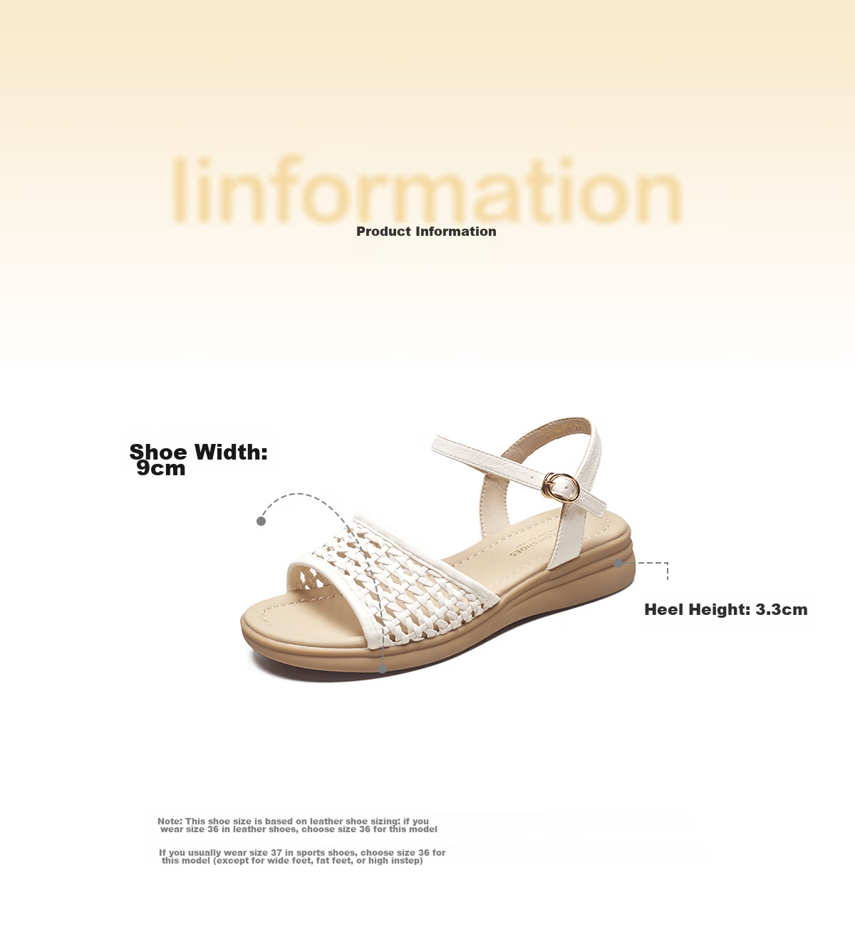 Eierkang Women's Summer Hollow Wedge Mary Jane Sandals Single Strap Middle-aged and Elderly Mom Shoes 49795W Off-white Size 36 10
