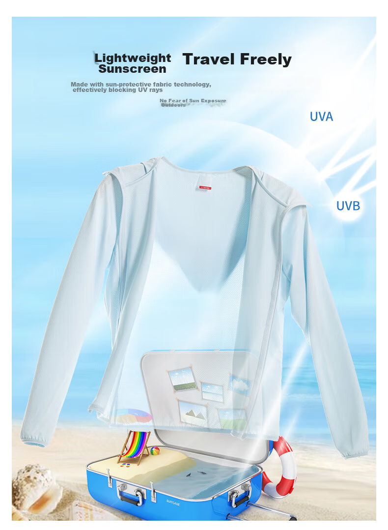 JEANSWEST Women's Summer Ice Silk Cooling UV Protection UPF50+ Breathable Outdoor Jacket Light Blue M 1