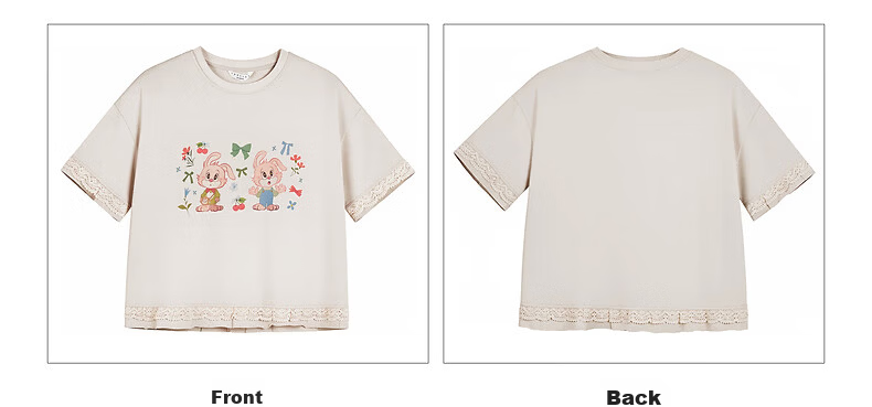 TonLion 2026 Summer Women's Patterned Mid-Length Short Sleeve T-Shirt Loose Casual Versatile Lace Fashion High-End Women's T-Shirt 14