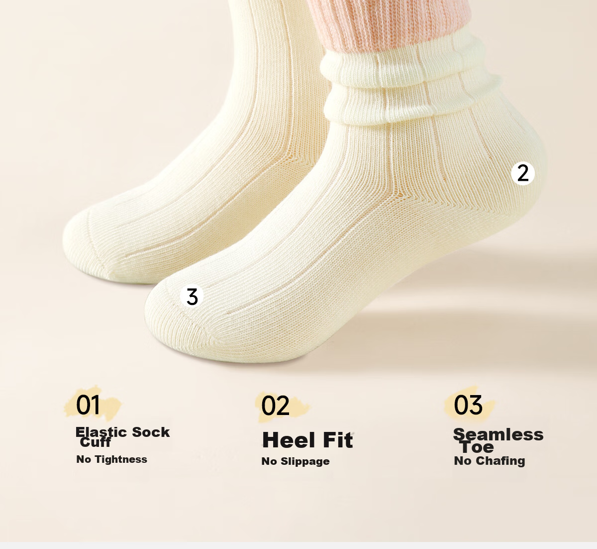 Mianzhuwu Children's Socks Girls Spring Summer Pure Cotton Class A 10A Antibacterial Odor-Resistant Sweat-Absorbing Seamless Mid-Calf Socks 5 Pairs 9