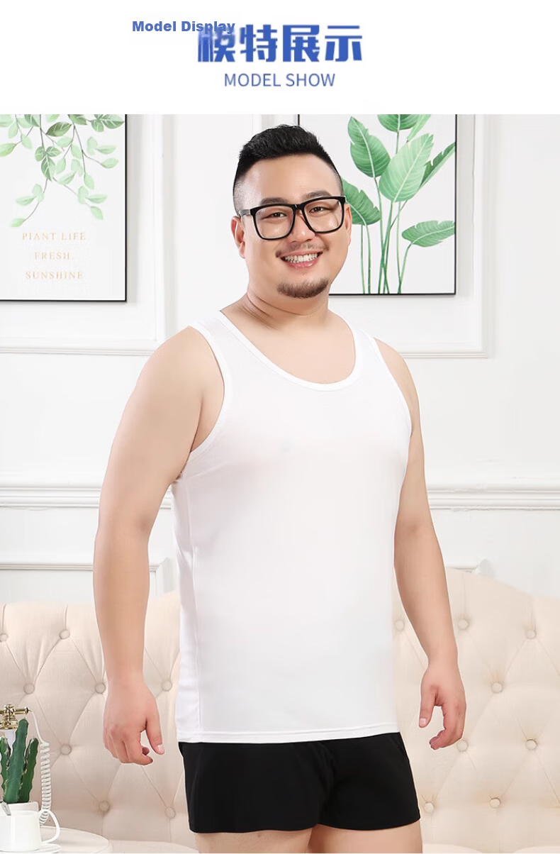 Langsha Plus Size Men's Cotton Vest 2026 New Loose Fit Extra Large Pure Cotton Sports Fitness Tank Top 14