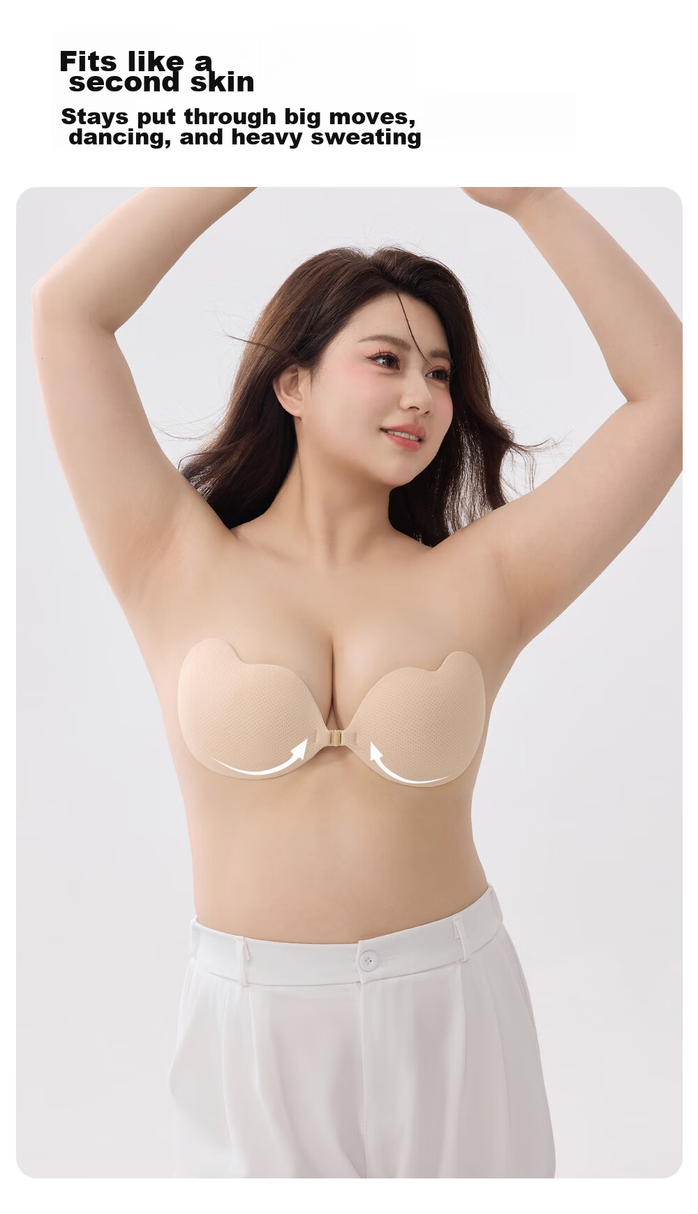 PINK AMY Sticky Cotton Breast Pads Women’s Wedding Dress Summer Push-Up Large Cup Invisible Nipple Covers 10