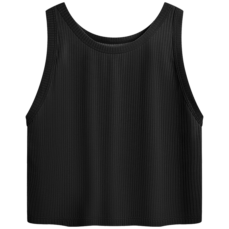 Ubras Ribbed Slim Fit Cropped Tank Top Sexy Backless Black Camisole for Women S