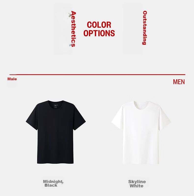 Threegun [80s High Count] Men's Short Sleeve Long-Staple Cotton High Elasticity Premium Shoulder T-Shirt Ultra Soft Base Layer 18