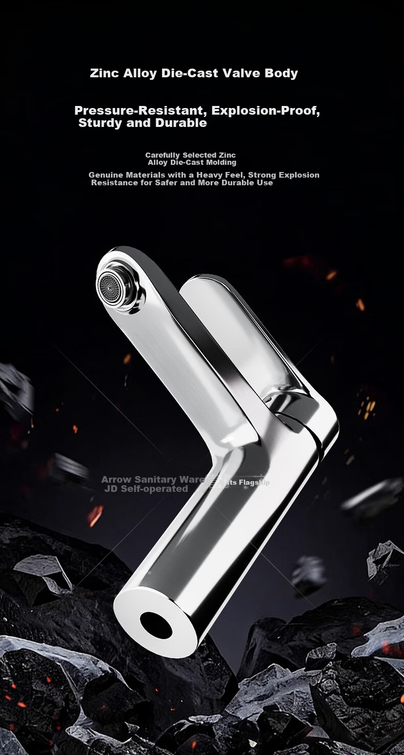 ARROW YJ Brass Single Hole Bathroom Basin Faucet Hot and Cold Mixer Tap for Home Washbasin 5