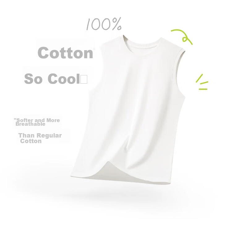 Muwei Men's Pure Cotton Vest Summer Heavyweight Breathable Skin-Friendly Casual Versatile Base Tank Top Simple Trendy Sleeveless T-Shirt 2