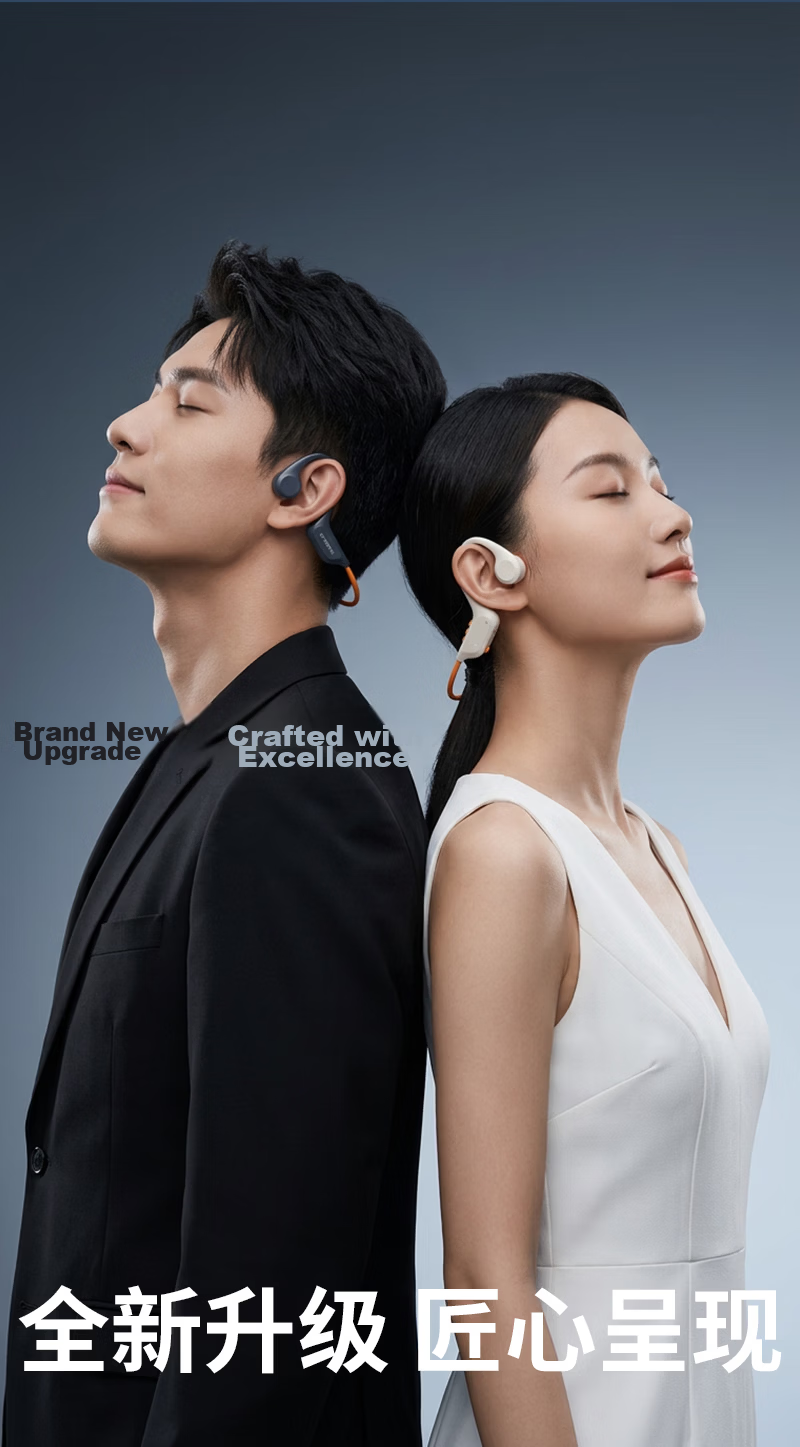 Skyworth G7 Bone Conduction Bluetooth Open-Ear True Wireless Neckband Sports Running Call Noise Cancelling Long Battery Life Music Headphones Compatible with Huawei Apple High Gloss Black 2