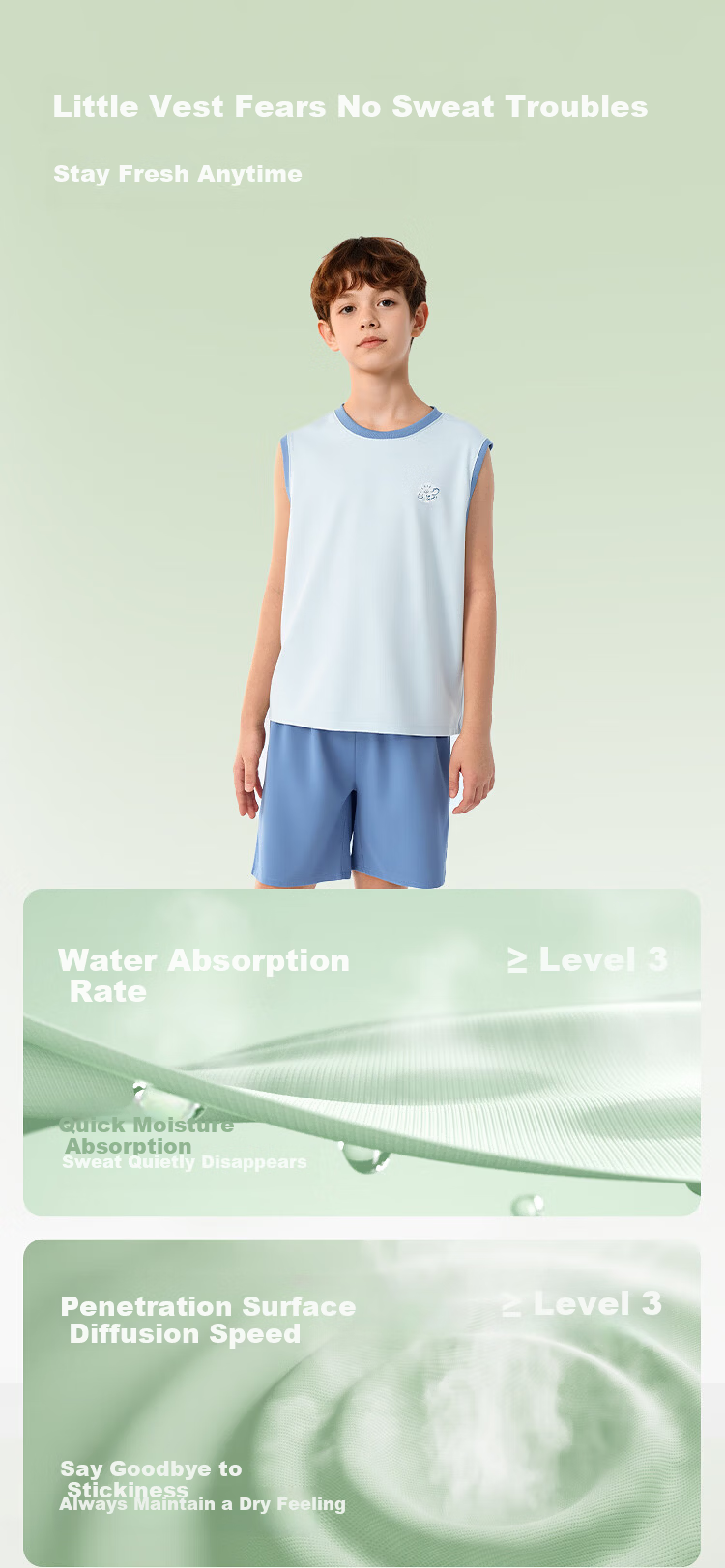 Balabala Boys Sleeveless Vest Set Summer Air-Conditioned Children's Pajamas Toddler Baby Homewear Big Kids Sleeveless 6