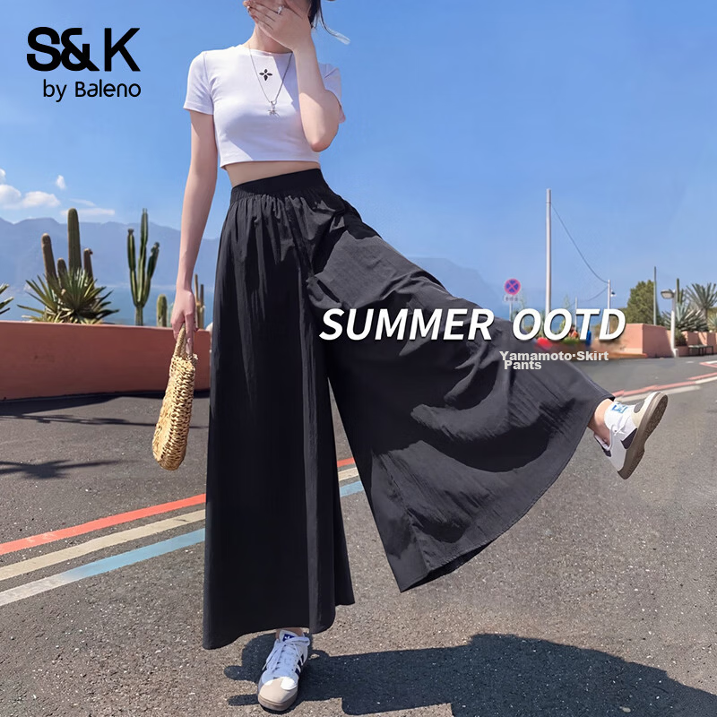 Baleno S&K Yamamoto Women's Summer 2026 New Cool Breathable High-Waist Slimming Loose Lazy Style Draped Wide-Leg Pants