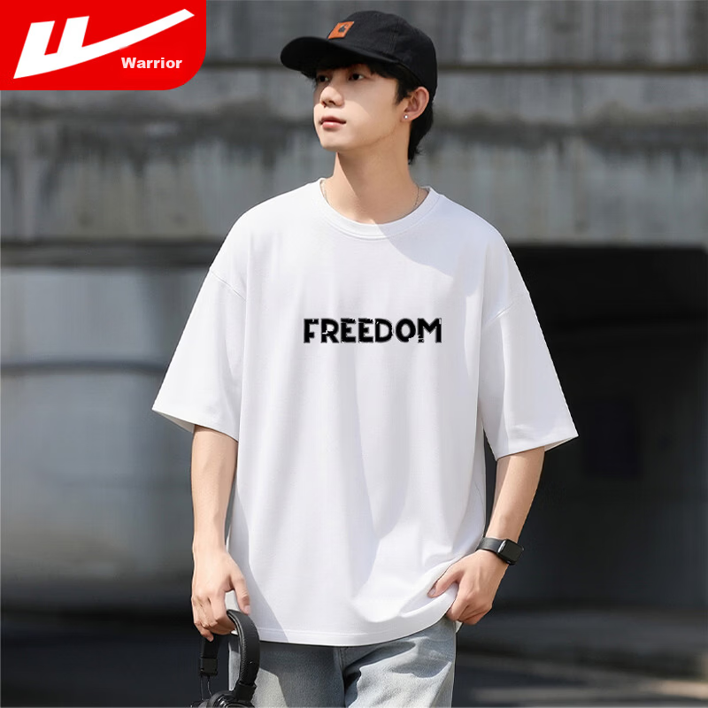Warrior Men's Summer Short Sleeve T-Shirt Breathable Sweat-Absorbing Crew Neck Basic Printed Top