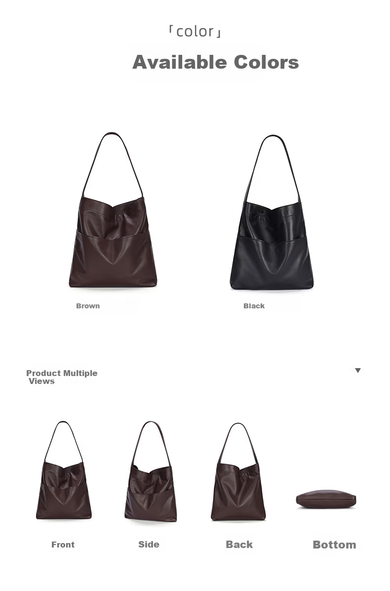 Mishi 2026 New Large Capacity Commuter Tote Bag Simple Casual Shoulder Bag Lambskin Women's Bag Brown 6