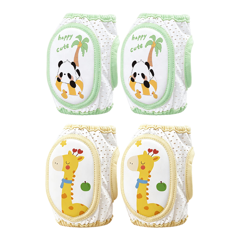 Dr. Ma Baby Knee Pads Embroidered Crawling Children's Knee Pads Double Snap Adjustable Toddler Anti-Fall Elbow and Knee Protection