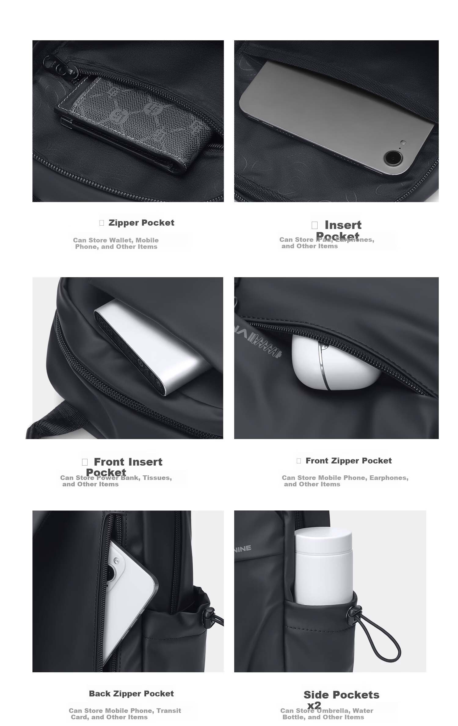 V.NINE Men's Chest Bag Crossbody Casual Shoulder Bag 10.9-inch iPad Phone Outdoor Sports Cycling Bag for Women 7