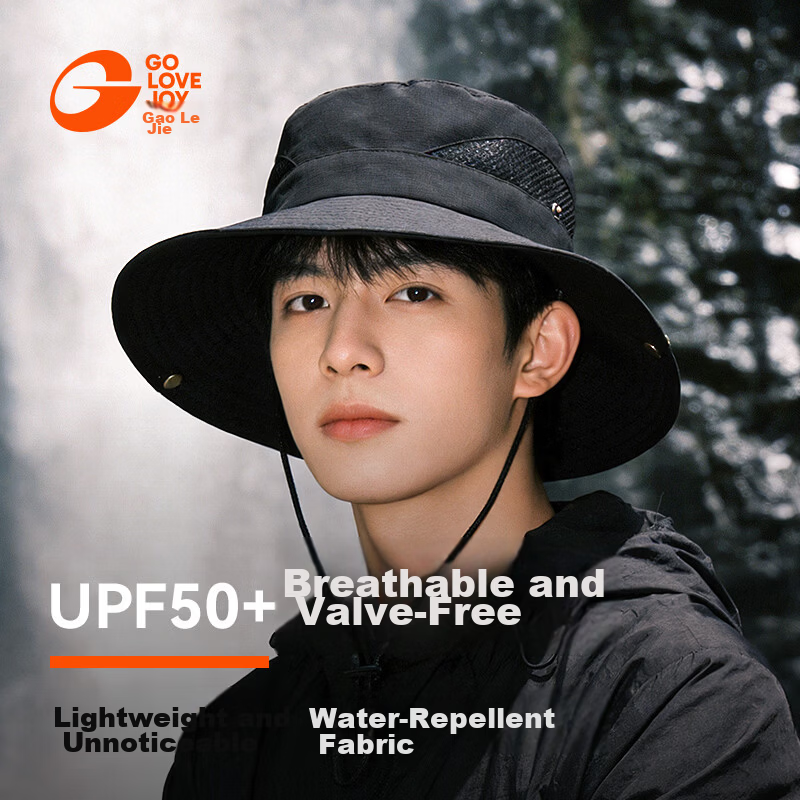 GOLOVEJOY Men's Breathable Fisherman Hat Wide Brim Outdoor Mountaineering Hiking Camping Sun Protection Black