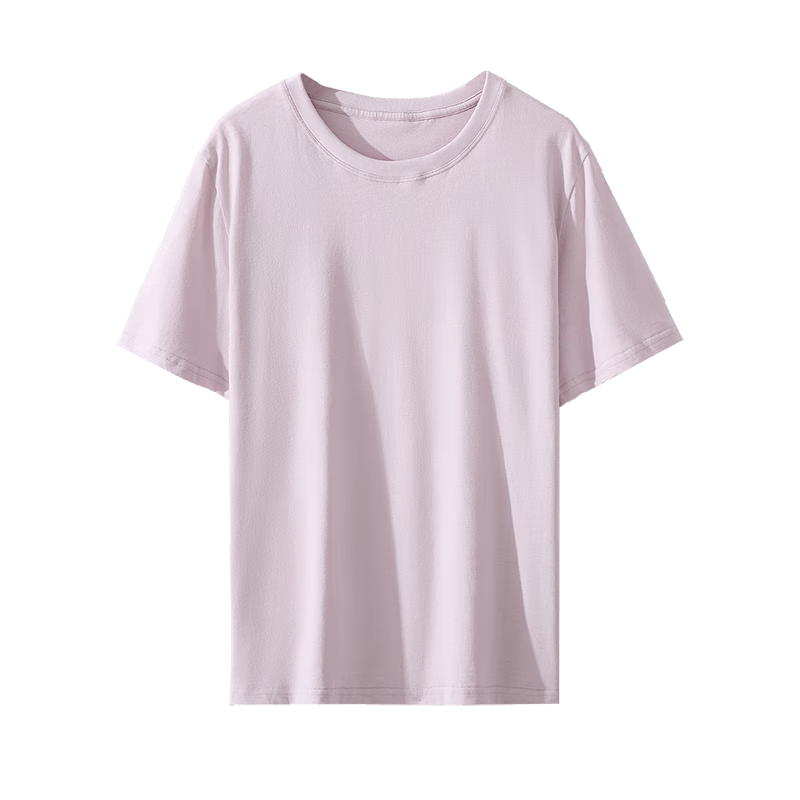 Yiershuang Women's Summer Thin Cotton Short Sleeve T-Shirt Sleepwear Simple Solid Color Versatile Breathable Top