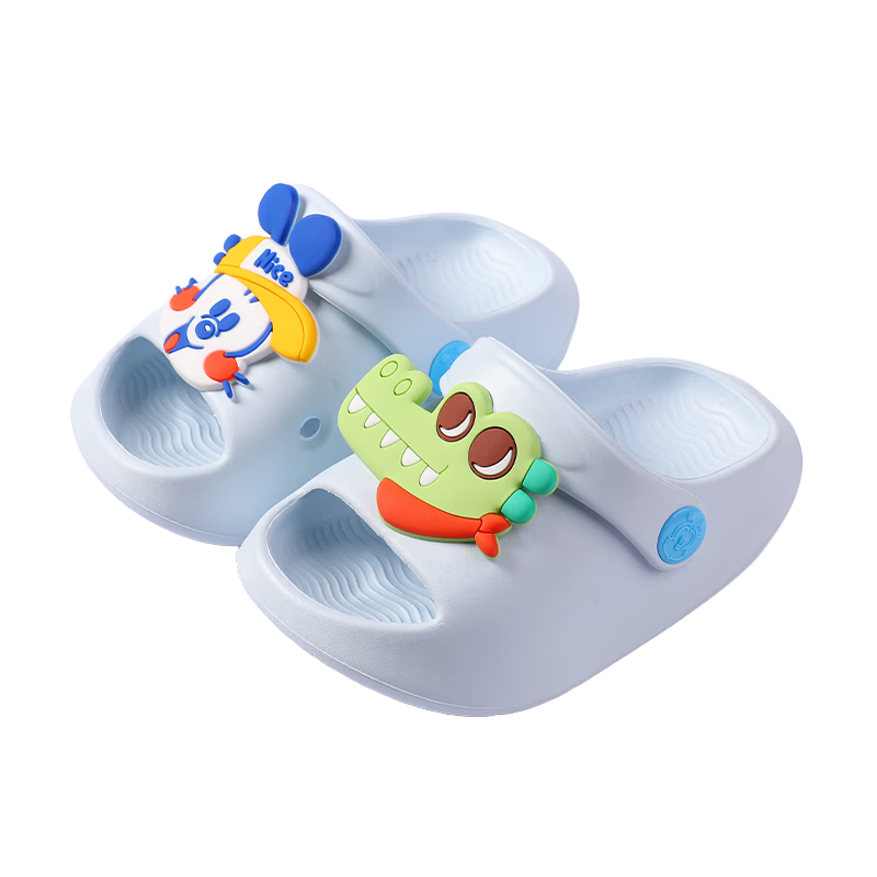 BOBDOG Kids Slippers Boys Girls Baby Clogs Summer Soft Sole Non-Slip Beach Bath Sandals Light Blue Size 150