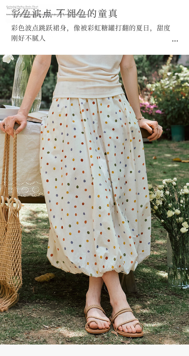Olrain Polka Dot Peplum Skirt Elastic Waist Summer Women's Skirt Polka Dot L 8