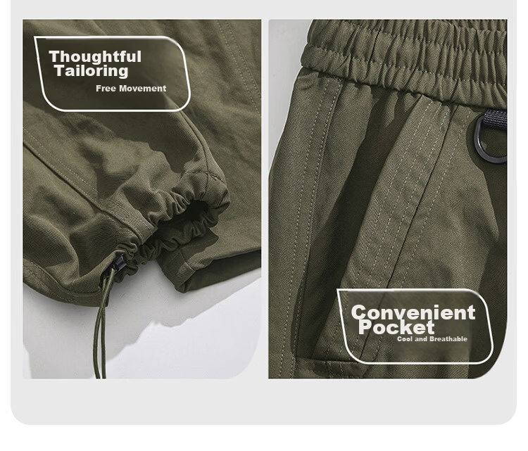 JEEP Men's Summer Workwear Pants Straight Loose Fit Casual Trousers Green M 6