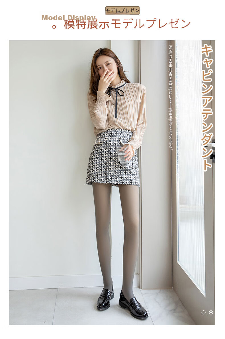 Langsha Women's Faux Sheer Leggings Spring Autumn Thin Fleece High Waist Buttoned Tummy Control Waist Shaping Plus Size Pantyhose Tights 12