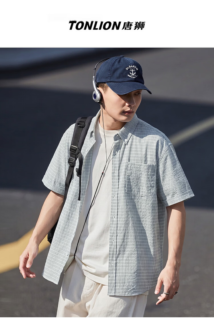 TonLion 2026 Spring Summer New Men's Short Sleeve Striped Casual Loose Business Shirt 1