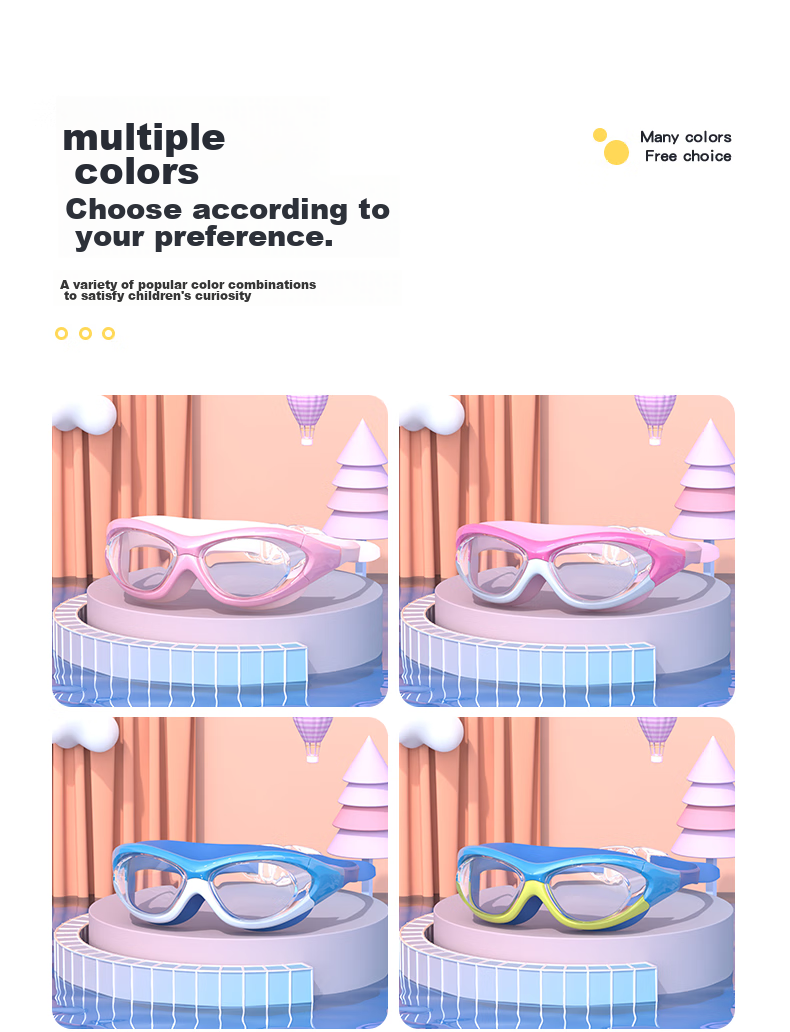 Jiehu Children's Swimming Goggles, High-Definition Waterproof Anti-Fog, Unisex Swimming Equipment, Diving Glasses Set 8