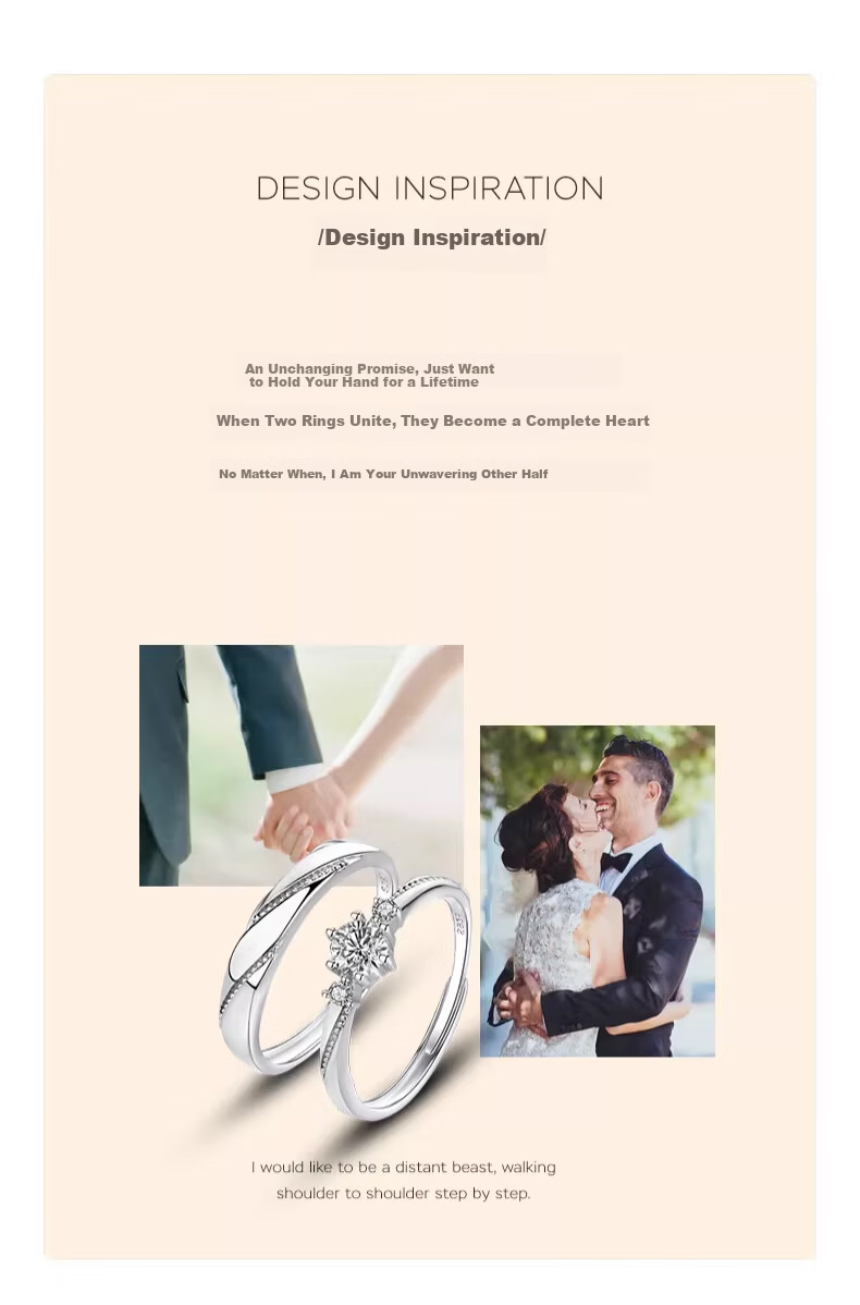 Kovni [Includes GRA Certificate] Love at First Sight Couple Rings Moissanite Pair Birthday Valentine's Day Gift for Girlfriend 3