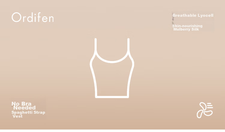 Audifene Women's Camisole with Chest Pad Silk V-Neck Spring Summer Lyocell Lace Innerwear Outerwear Skin XL 1