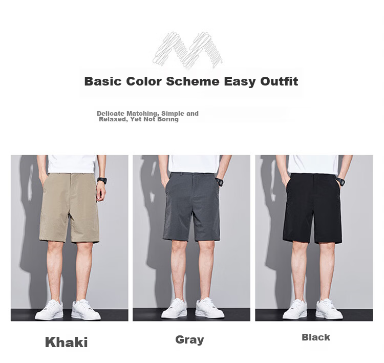 MARK FAIRWHALE Men's Summer Thin Ice Silk Quick-Dry Loose Straight-Leg Casual Shorts Mid-Length Pants 10