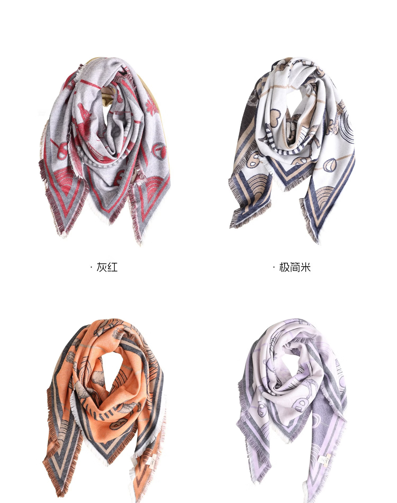 Lagur Minimalist Horse Fine Wool Blend Triangle Scarf Air Conditioning Room Shawl Versatile Women's Neck Warmer Minimalist Beige 13