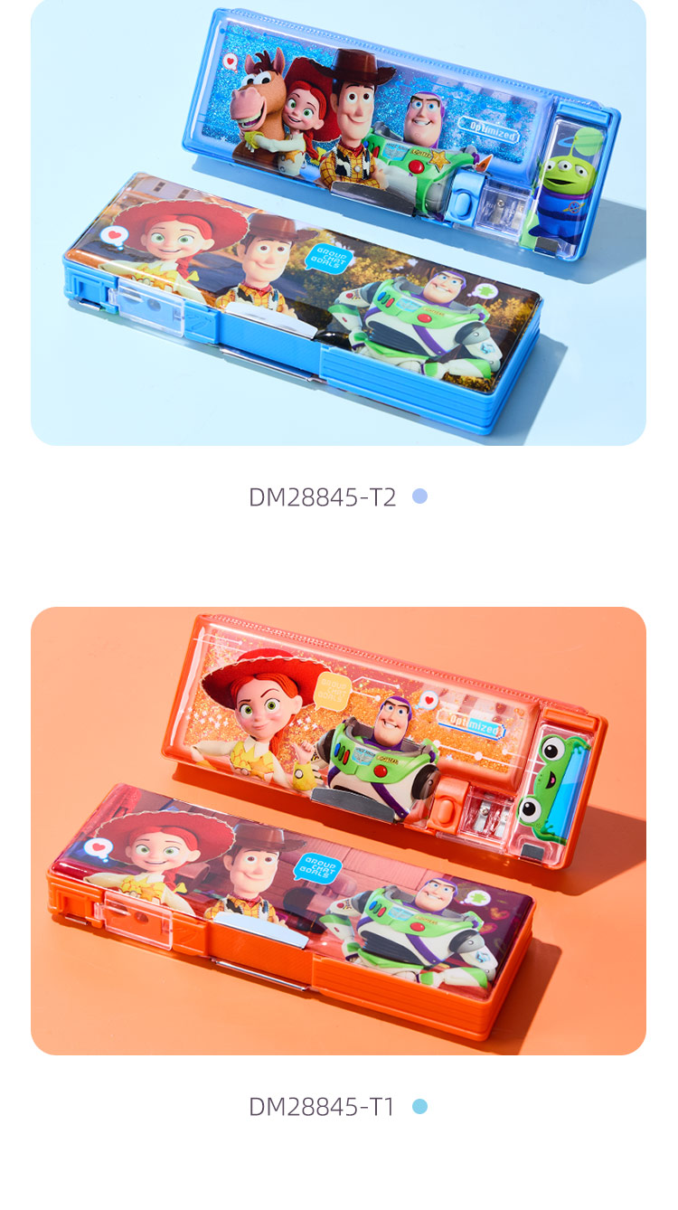Disney Toy Story Kids Boys Girls Multifunctional Plastic Pencil Case Double-layer Pen Bag School Supplies Graduation Gift 12