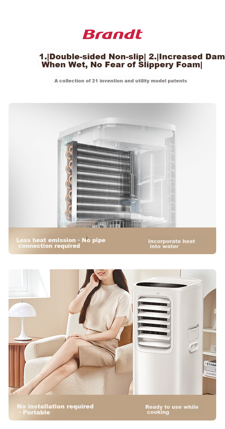Bailang Kitchen Air Cooler Single Cold Integrated Portable Air Conditioner Ductless No Installation No Outdoor Unit Floor Standing Kitchen Air Conditioner for Home Living Room Balcony 8