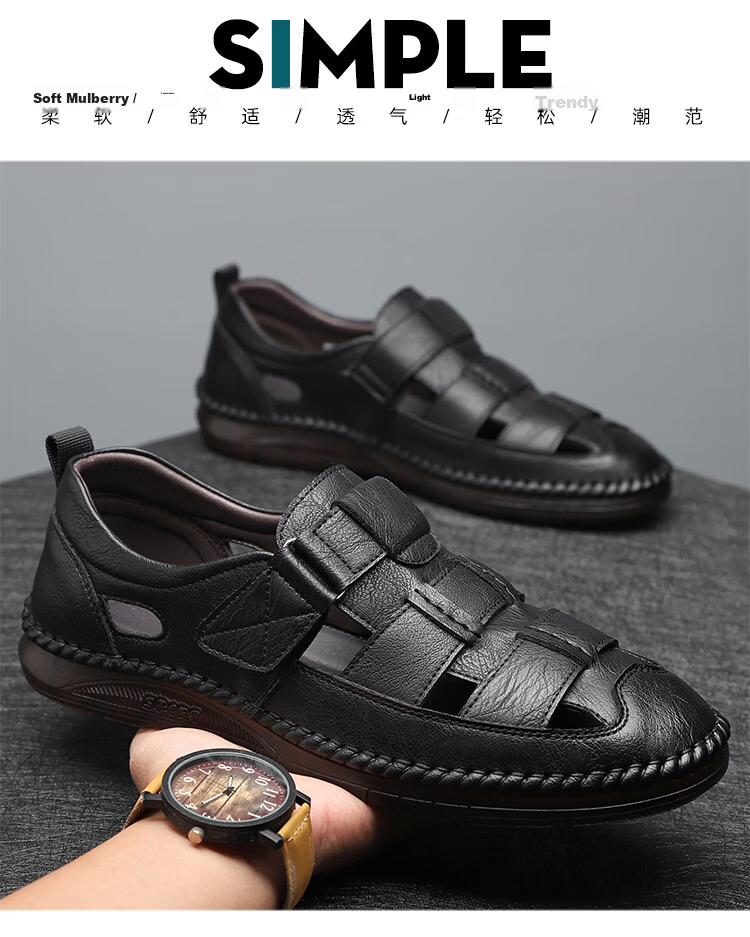 Jingzhenlianggong New Casual Sandals High-Quality Ultra-Soft Men's Breathable Sandals Wear-Resistant Non-Slip Black [Upgraded Version] Size 39 2
