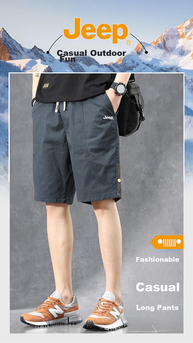 JEEP Men's Summer Loose Fit Black Cargo Shorts 3XL 1