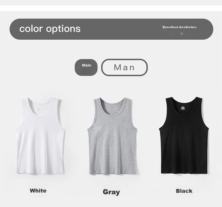 Langsha 100% Cotton Men's Vest 3-Pack Sweat-Absorbing Breathable Loose Fit Sports Tank Top for All Seasons Large Size 20