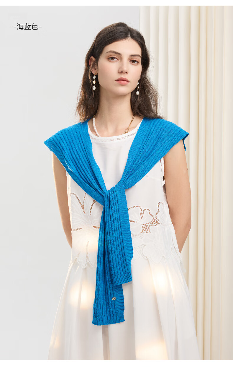 ELLE Women's Knitted Shawl Lightweight Spring Summer Office Air Conditioning Room Neck Protection Small Cape Gift 25