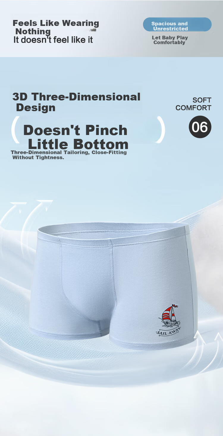 Hodohome Boys' Cotton Boxer Briefs, Kids' Pure Cotton Underwear, Class A, Four-Point Shorts, Model 103-170 5