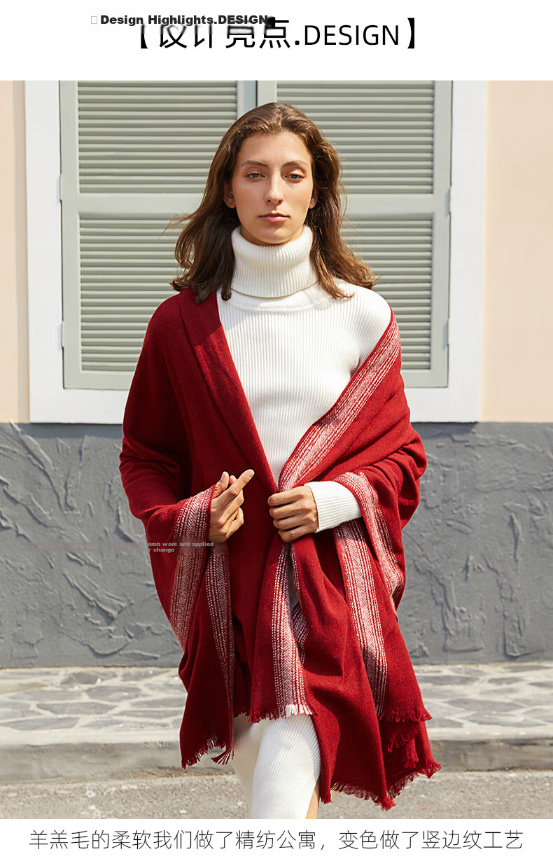 BOHOBOCO 100% Wool Shawl Scarf Summer Air-Conditioned Room Soft Lambswool Warm Versatile Skin-Friendly Nap Blanket Camel Color 6