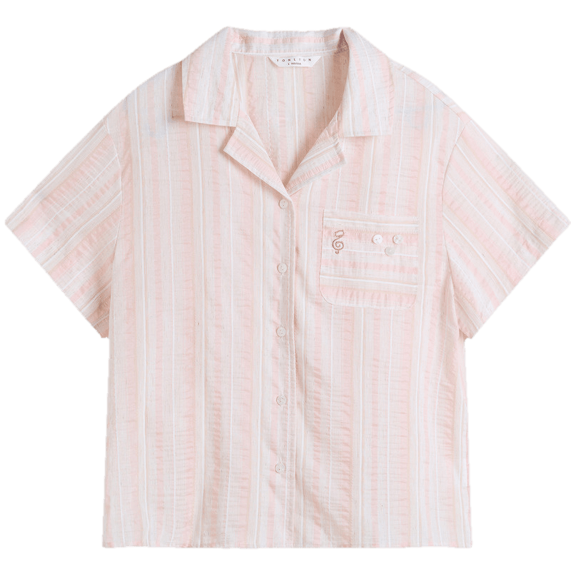 TonLion 2026 Summer Women's Short Sleeve Striped Commuter Sweet Shirt