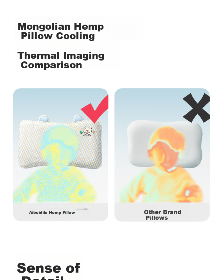 Aibedila Baby Pillow 3-6 Years Old Zoned Shaping Pillow Newborn Children's Ramie Washable Blue 7
