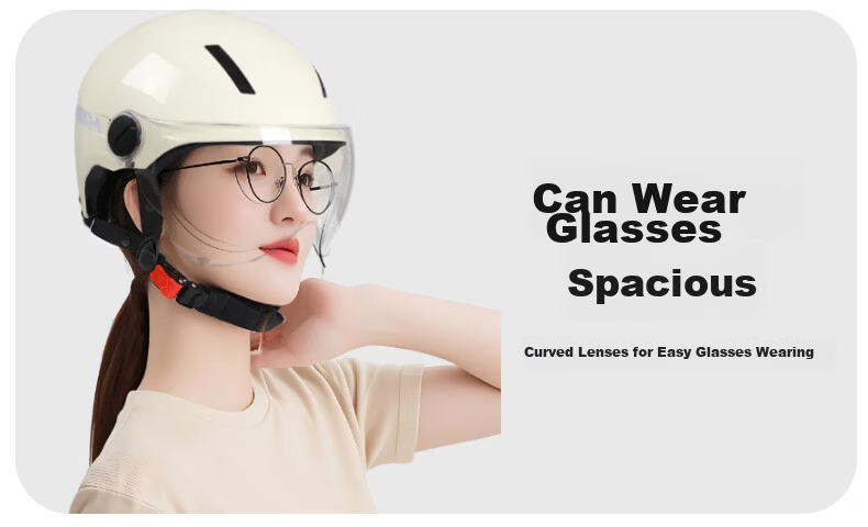 MYARMOR Helmet Electric Vehicle New National Standard 3C Certified Class A Motorcycle Summer Half Helmet Unisex Lightweight Breathable Electric Bike Safety Helmet Khaki White Short Visor (One Size) 54 14