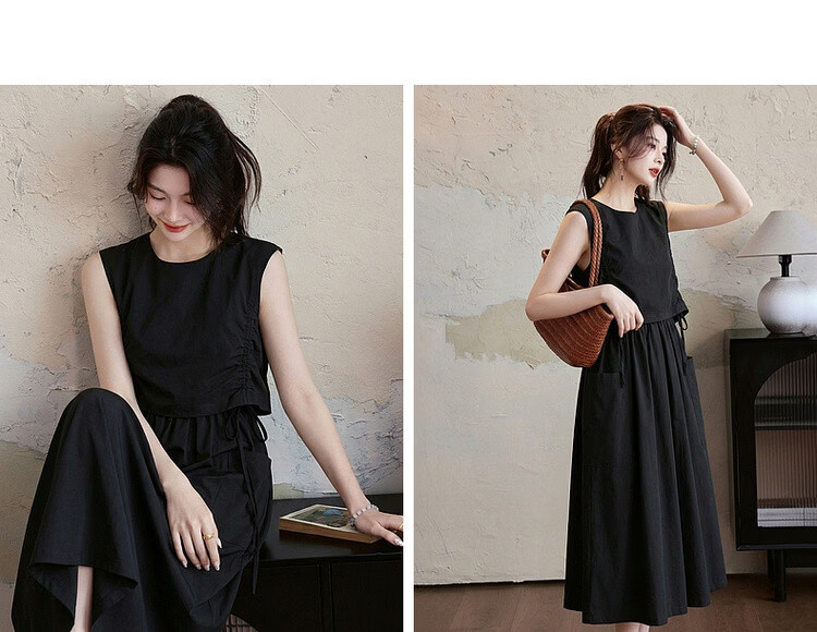 Demana Quick-Dry Sun Protection Series Summer Lightweight Outdoor Two-Piece Style Drawstring Sleeveless Loose Slim Casual Women's Dress 10