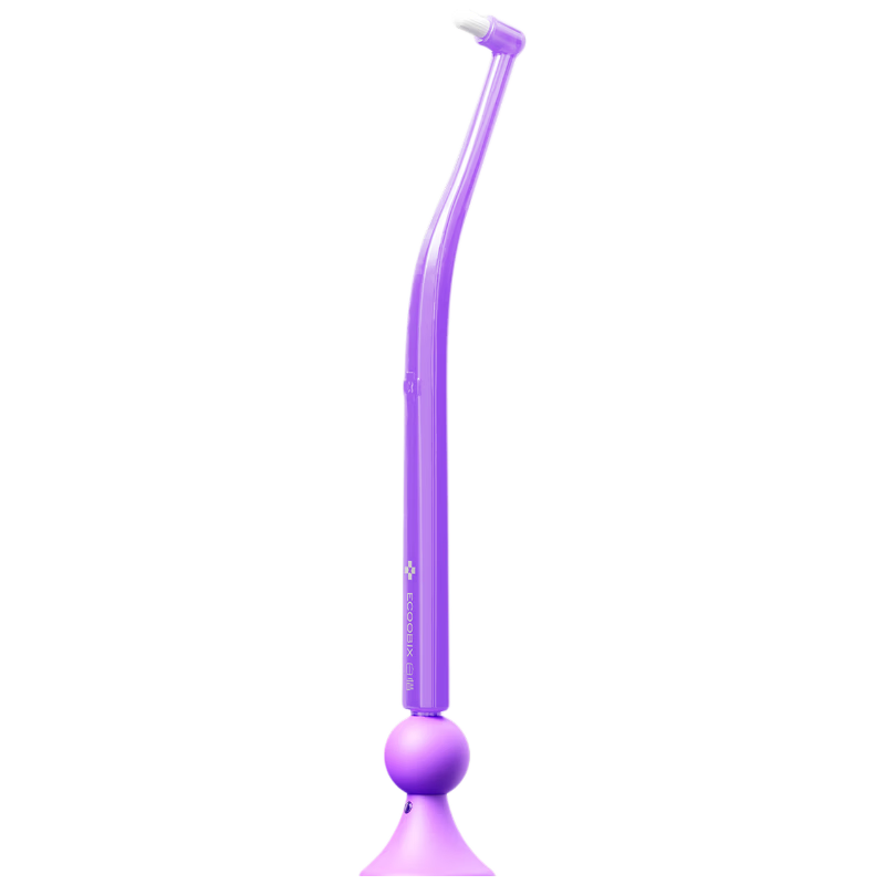 Baixi Alveolar Brush Grape Purple Portable Oral Cleaning Soft Bristle Pointed Orthodontic Toothbrush for Men and Women
