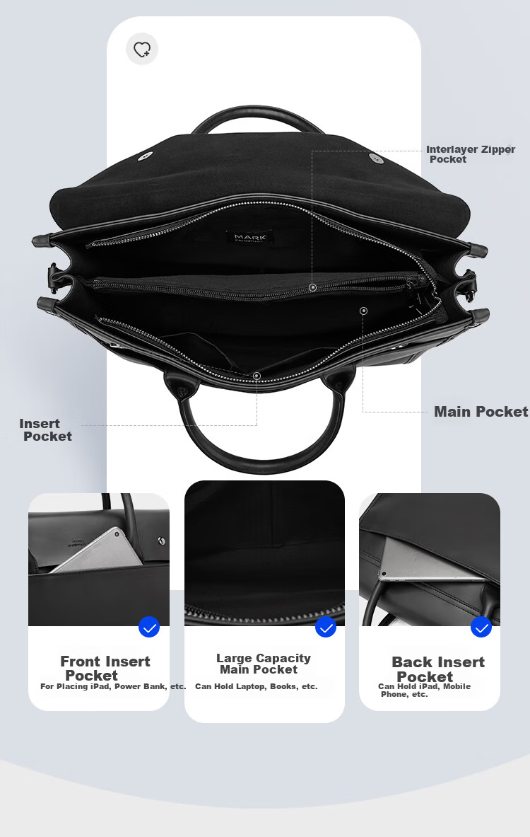 Mark Fairwhale Men's Premium Briefcase Business Executive Lawyer Laptop Bag 16-inch Large Capacity 8