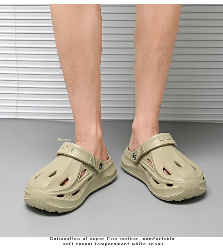 Warrior Men's Summer Breathable Sandals Closed-Toe Beach Slippers SDJ-0752 Gray-Green Size 42 11