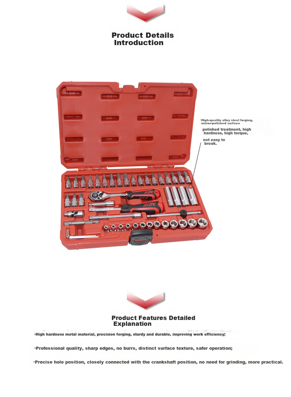 JTC Jetxi Tools 1/4" Mini Impact Socket Set 48-Piece Auto Repair 6.3mm Quick Wrench Same Model as SATA 4