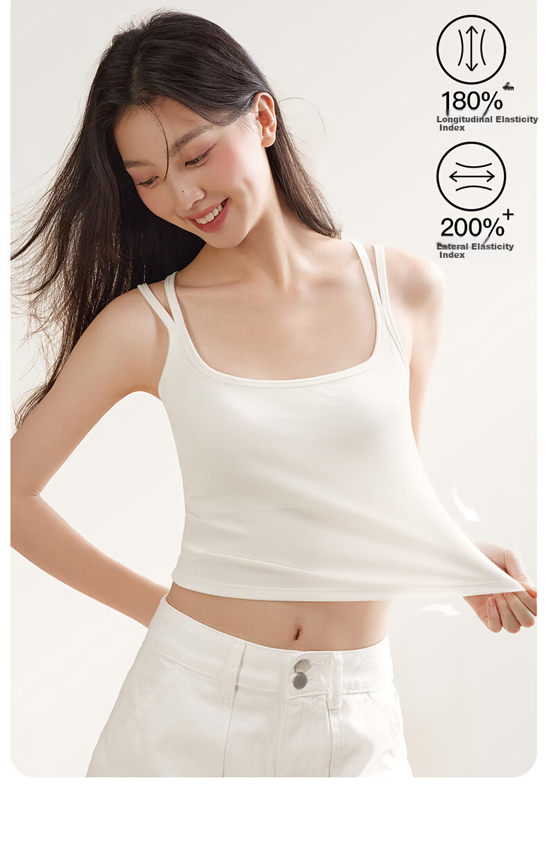 MiiOW Women's Modal Ice Silk Cooling Camisole Vest Summer Sports Back Design with Chest Pad Inner Wear Outer Wear Base Shirt 20