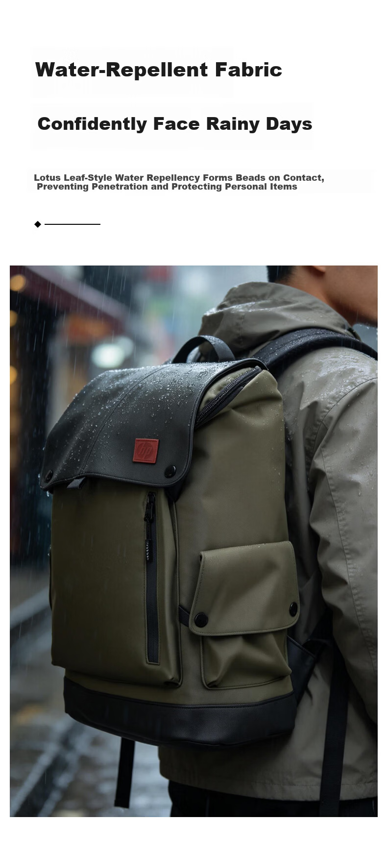 HP 16-inch Laptop Bag Casual Travel Hiking Backpack Large Capacity College School Backpack for Men and Women Dark Green 7
