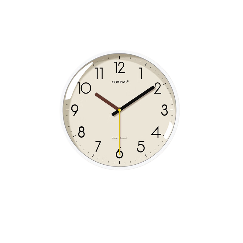 Compas Silent Quartz Wall Clock Modern Minimalist Living Room 35cm Off-White Model 7028