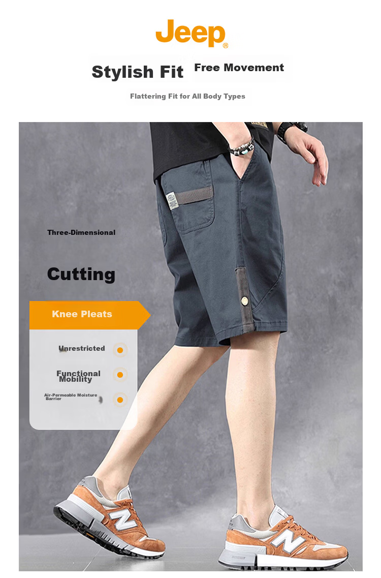 JEEP Men's Summer Loose Fit Black Cargo Shorts 3XL 4