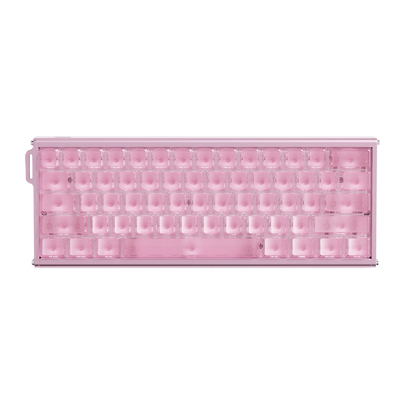 AJAZZ ALUX60TITAN Magnetic Axis Keyboard CNC Aluminum RT0.005 8K Polling Rate 60-Key Hot-Swappable Gaming Keyboard Silent Silver Switch Pink Transparent